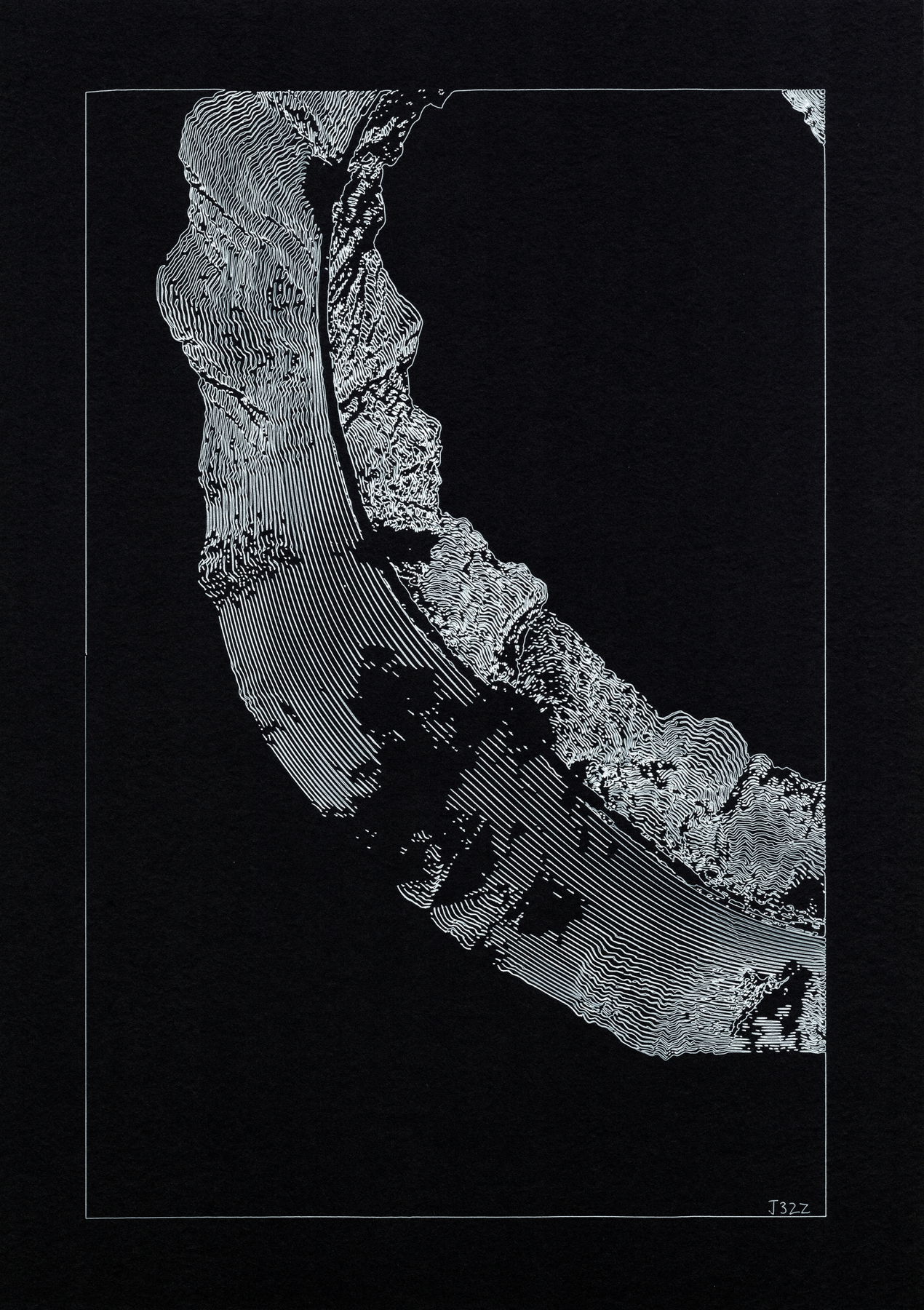 Fractured System — Ink on paper, 29.7 × 42 cm, 2026
