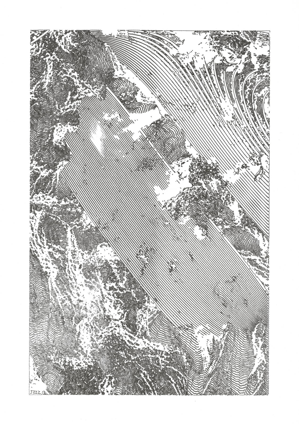 Grid Zero — Ink on paper, 29.7 × 42 cm, 2026