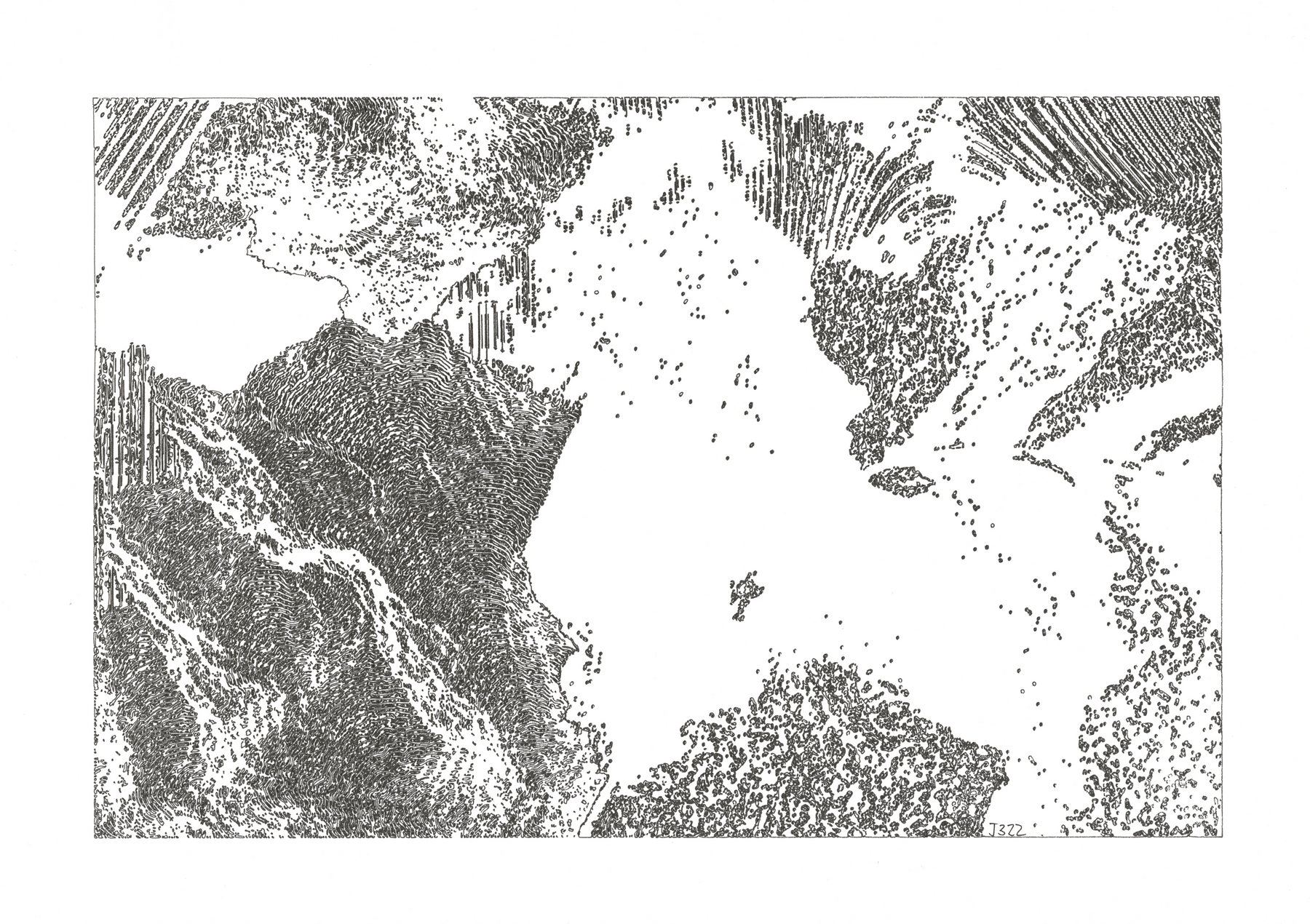 Horizon Dissolution — Ink on paper, 42 × 29.7 cm, 2026