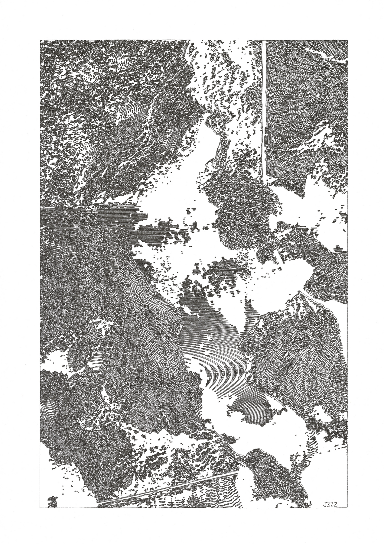 Inverted Territory — Ink on paper, 29.7 × 42 cm, 2026