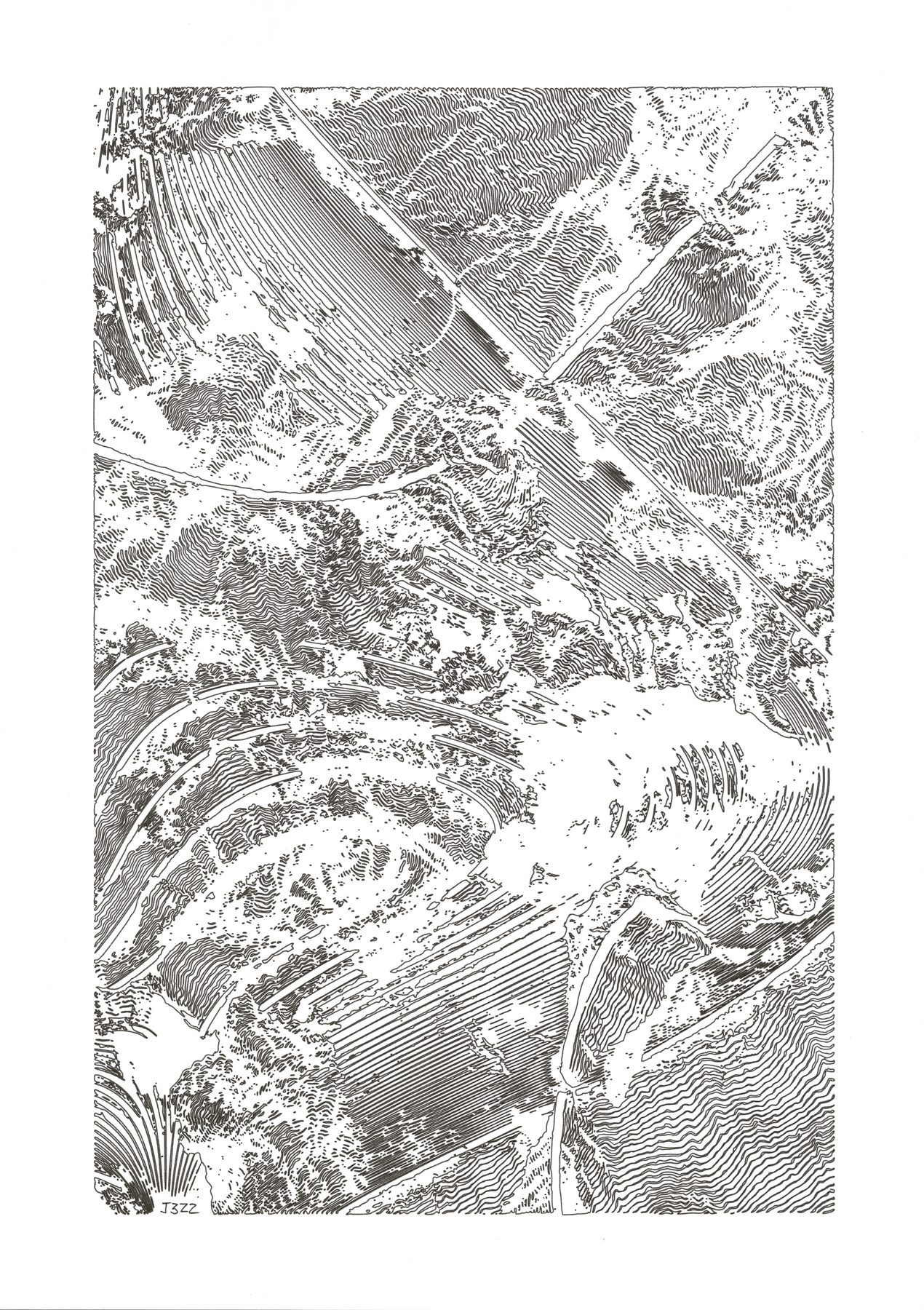 Primal Chaos — Ink on paper, 29.7 × 42 cm, 2026