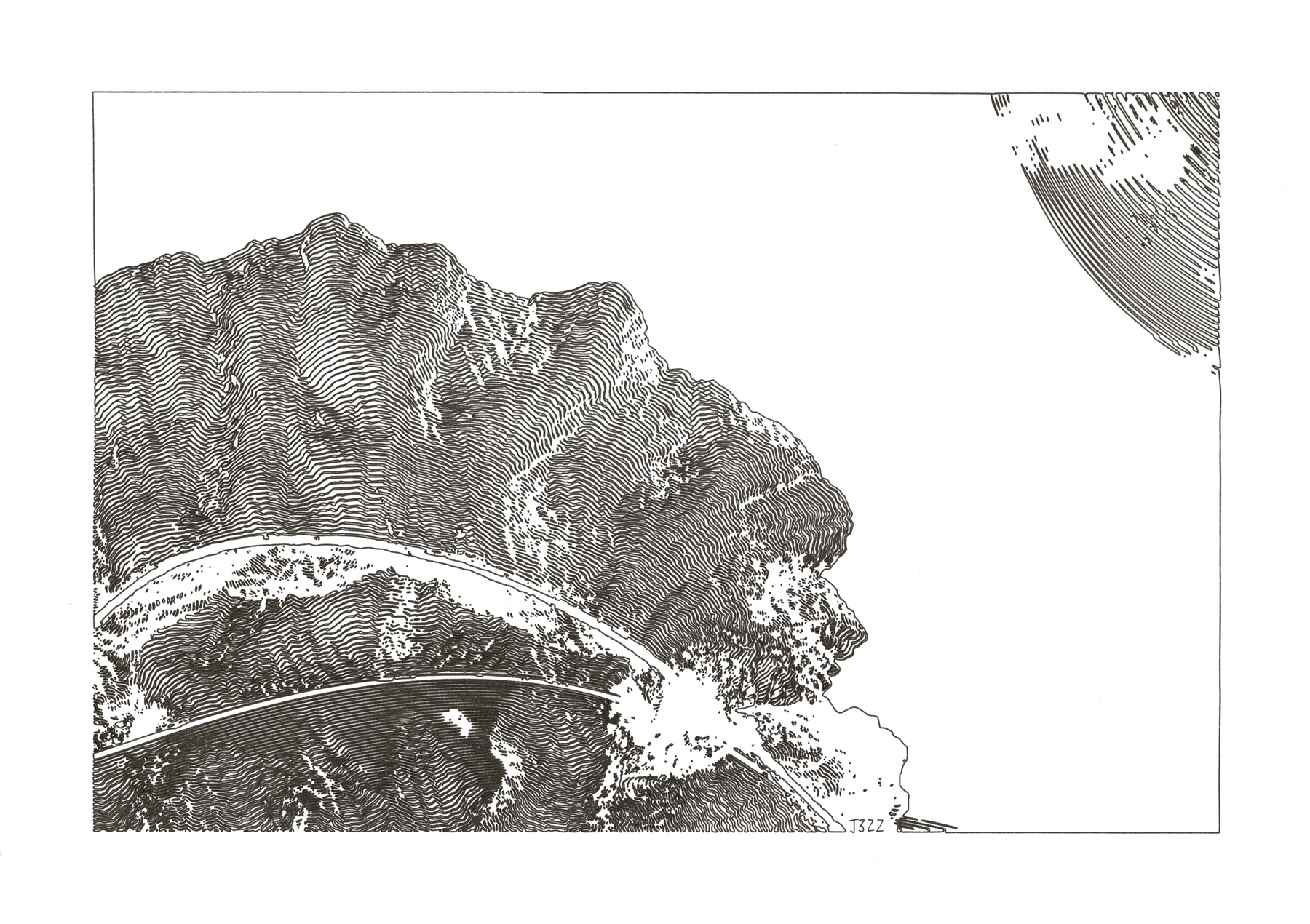 Fading Lines — Ink on paper, 42 × 29.7 cm, 2026