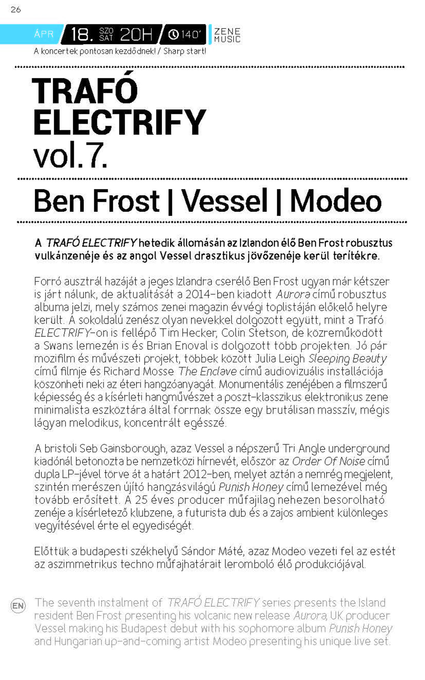 Modeo + J3ZZ at Trafó, April 2015